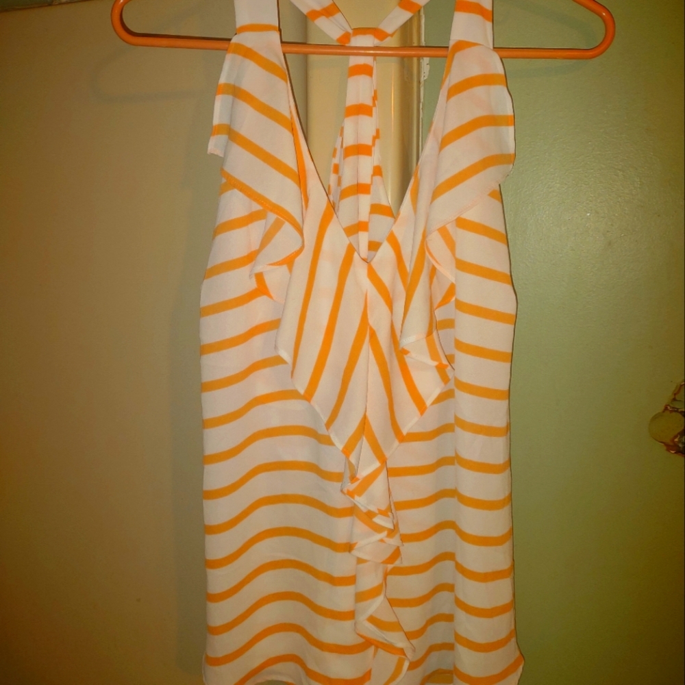 Maurices orange‎ and white striped sleeveless top size XL